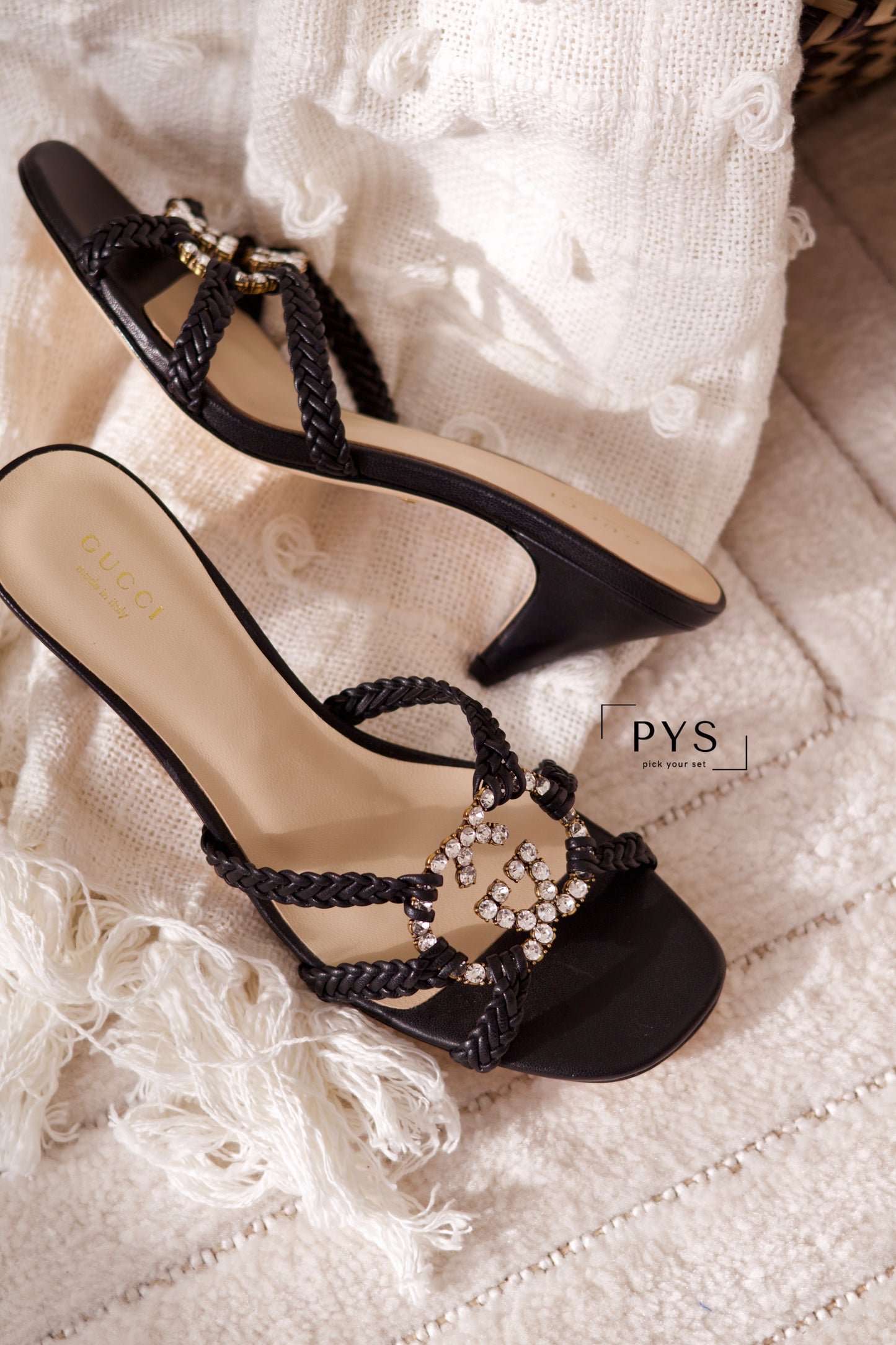 Crystal Interlocking GG sandals