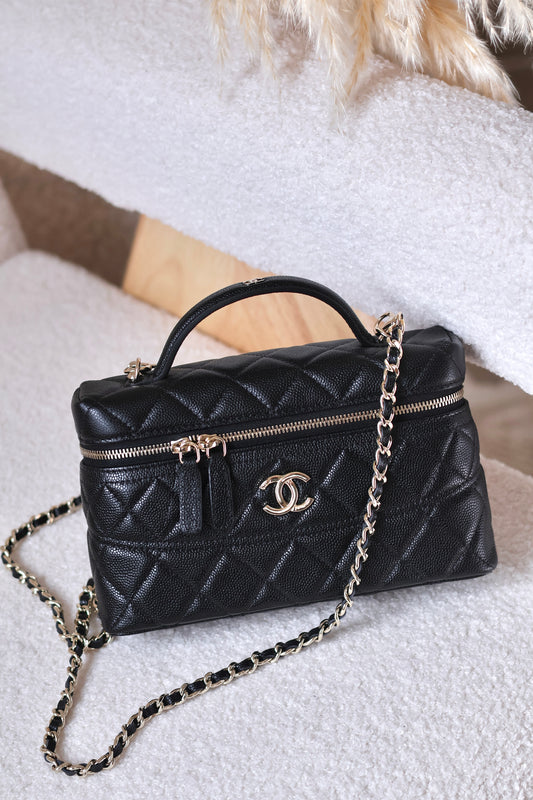 Trendy Handle Slim Vanity Black