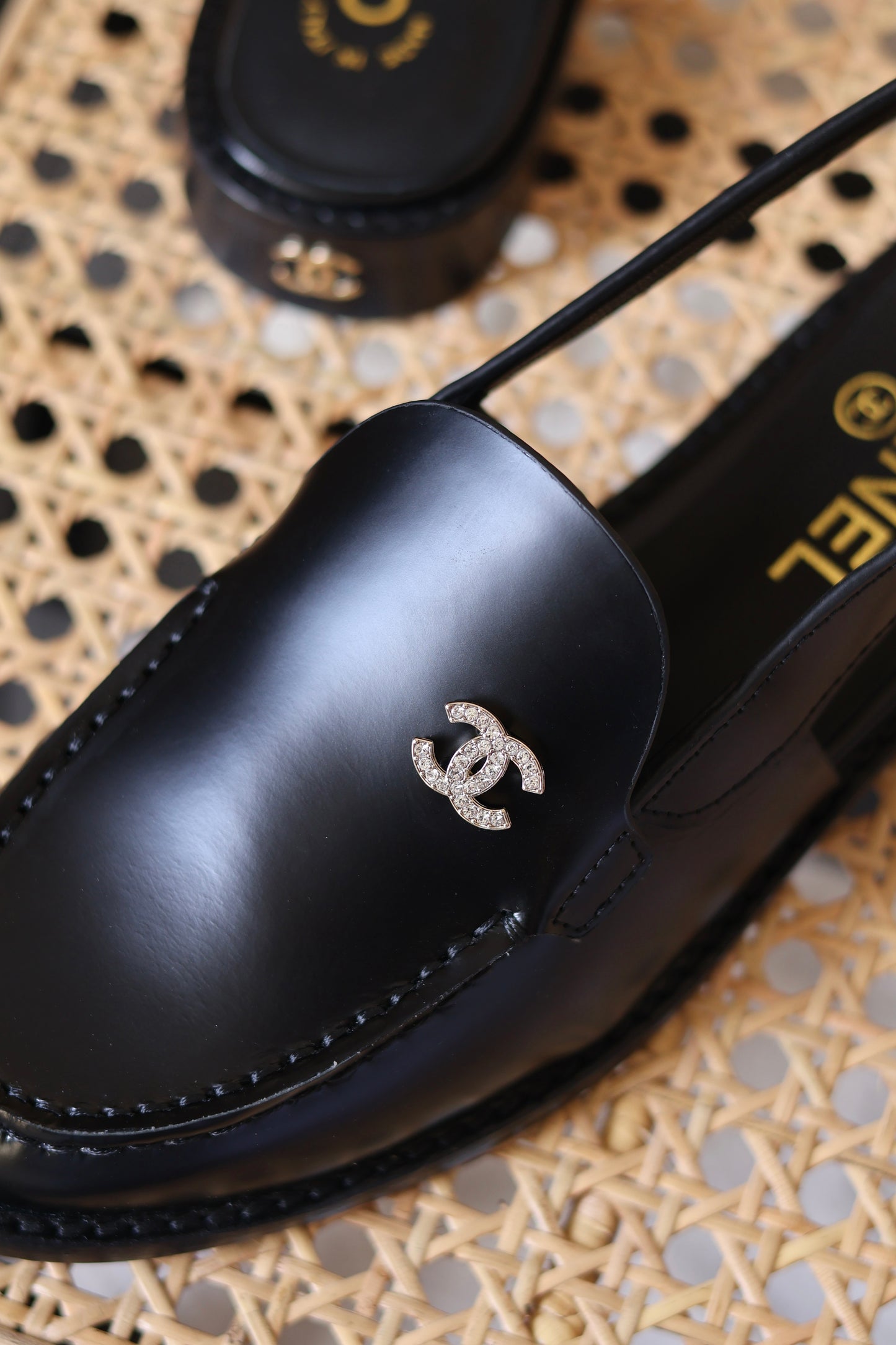 Calfskin Crystal Slingback Loafers