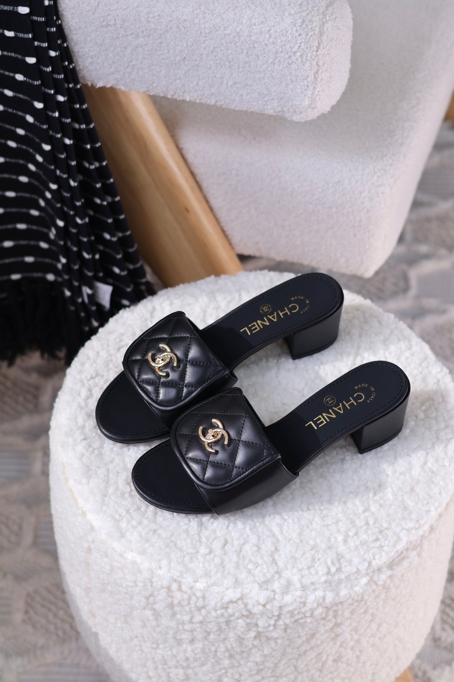 CHANEL CC TURNLOCK SANDALS