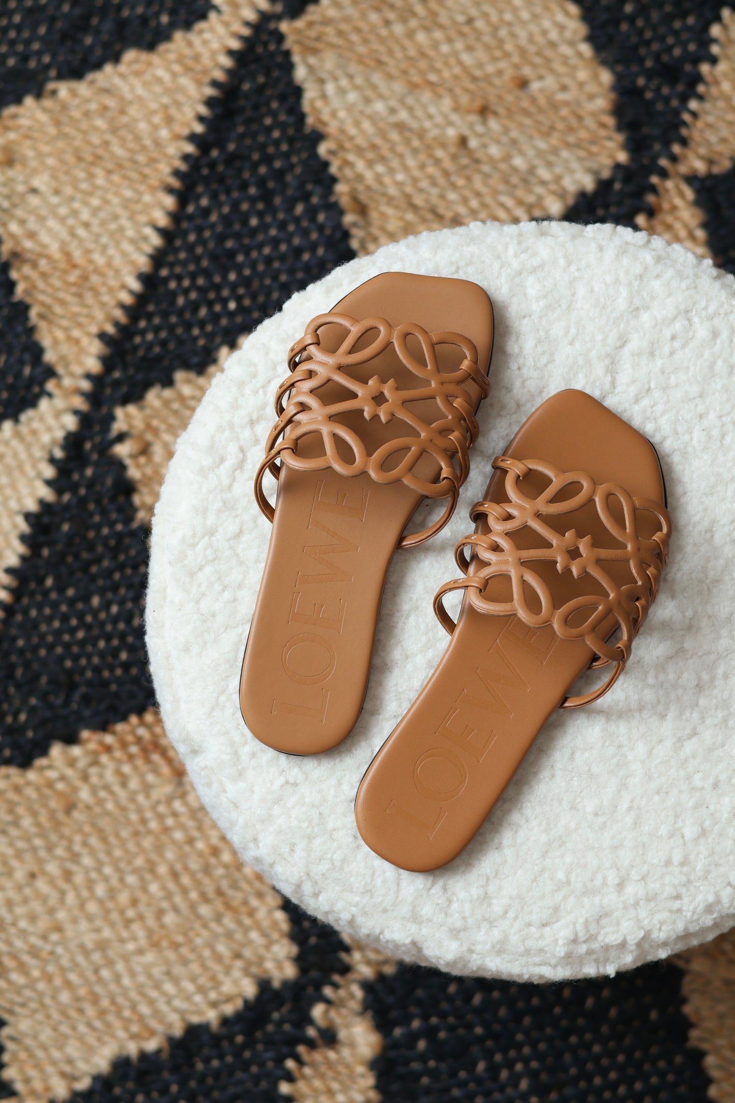 Petal Anagram leather slides