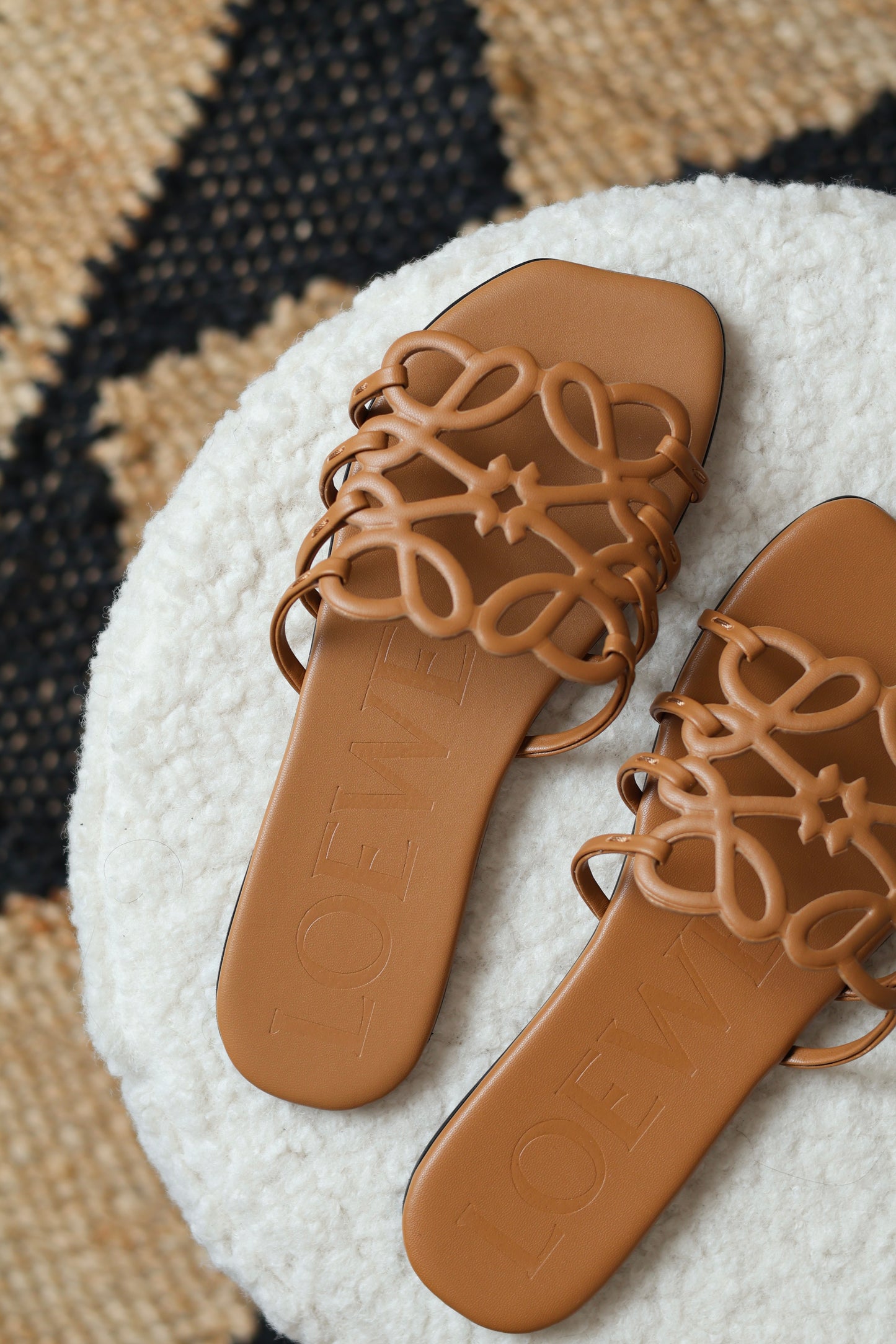 Petal Anagram leather slides