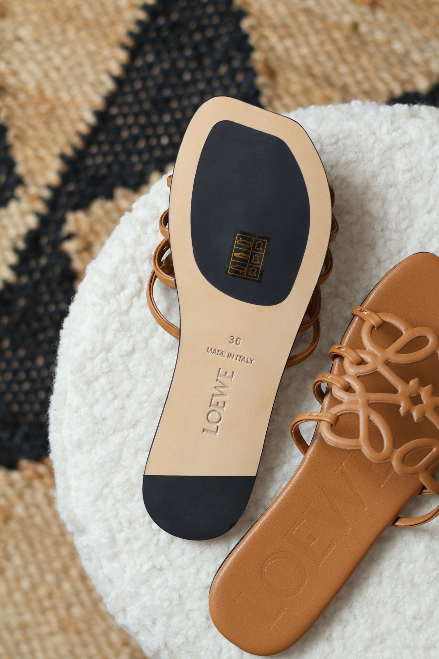 Petal Anagram leather slides
