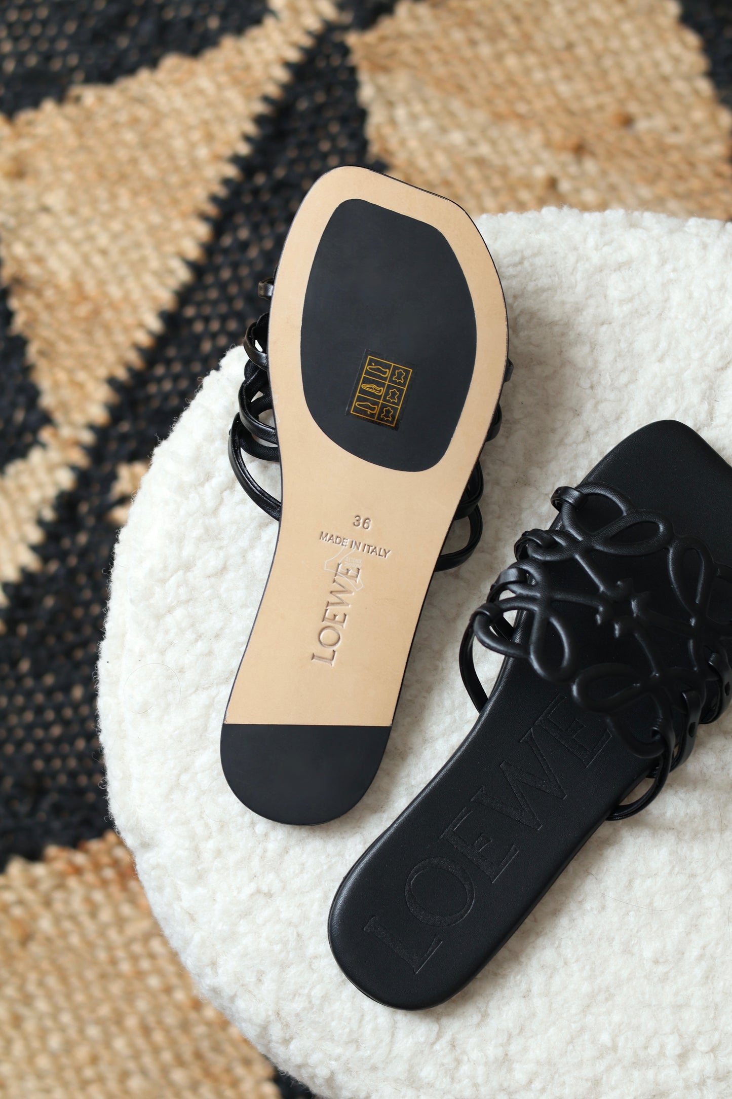 Petal Anagram leather slides