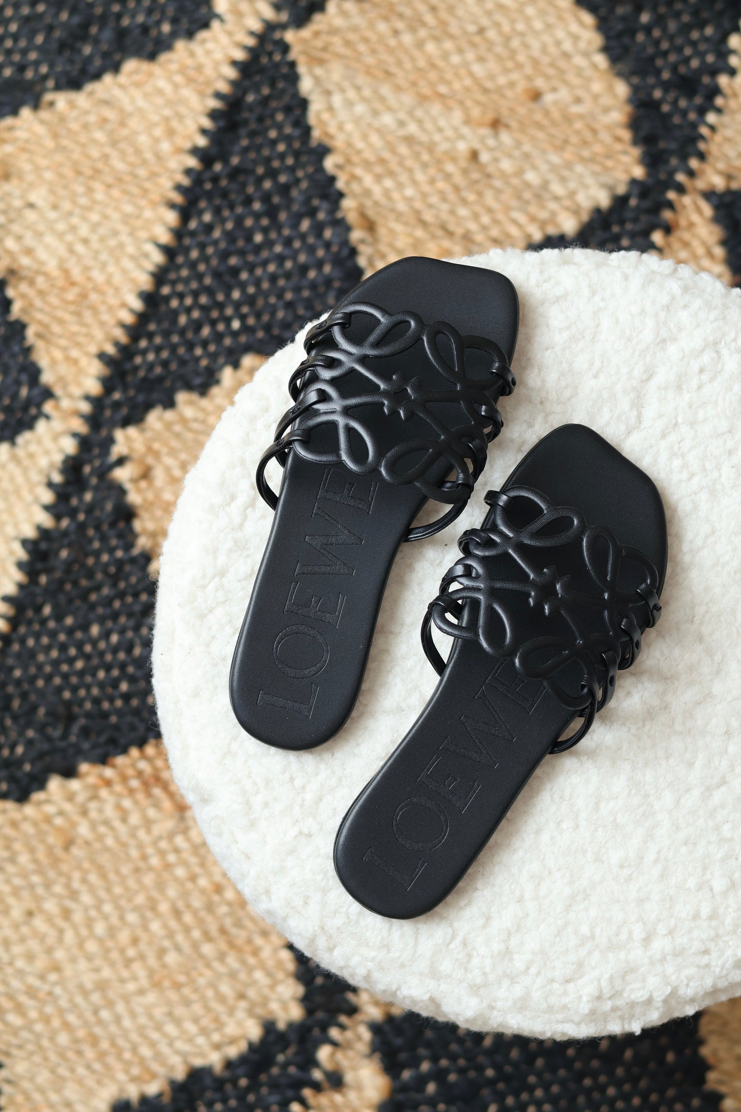 Petal Anagram leather slides