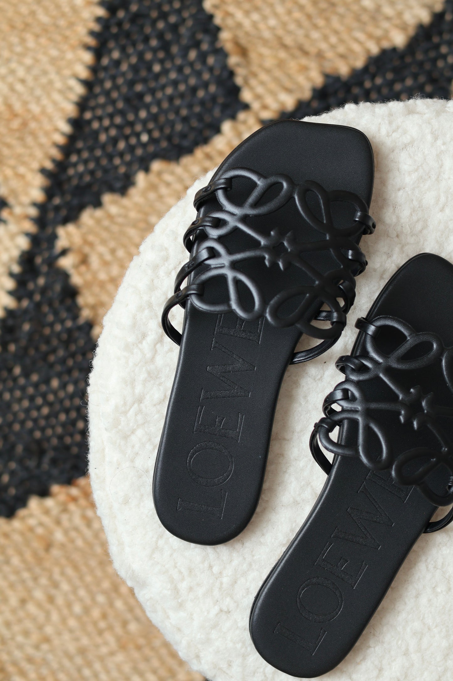 Petal Anagram leather slides