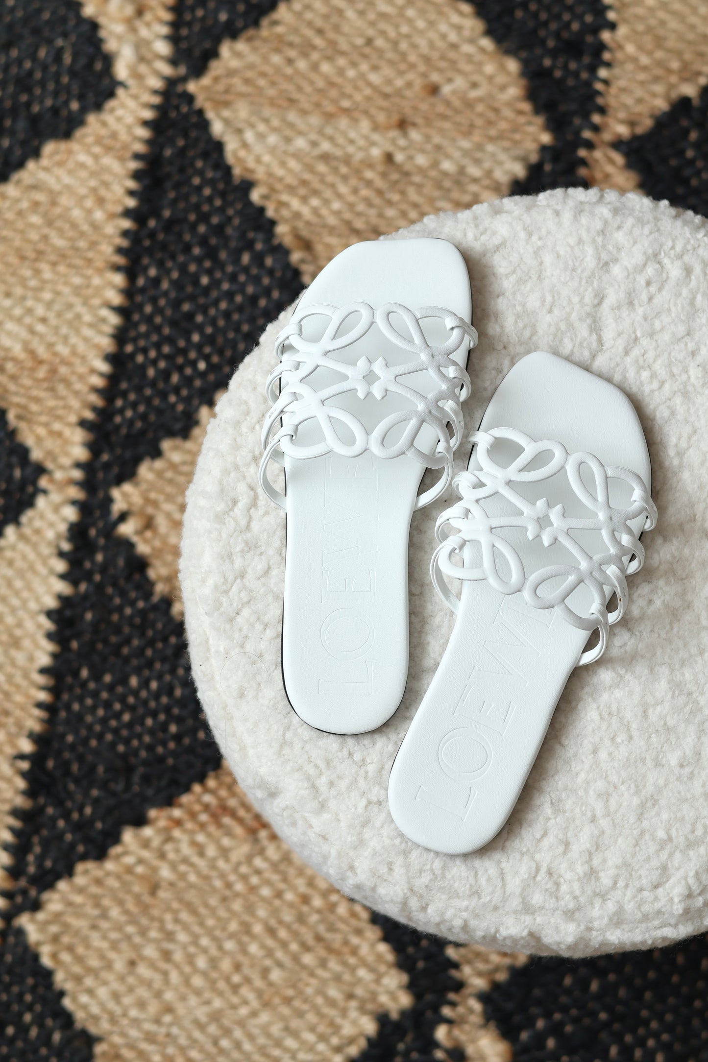 Petal Anagram leather slides