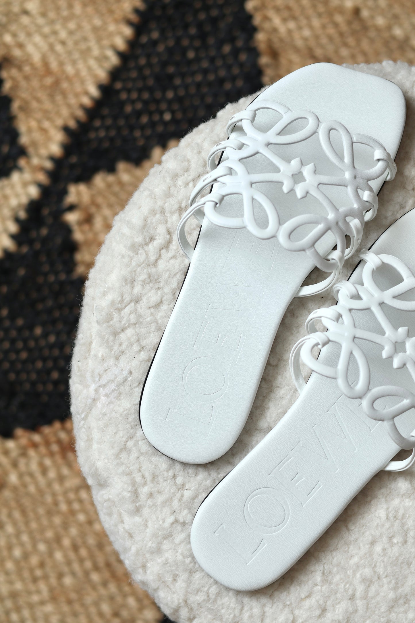 Petal Anagram leather slides