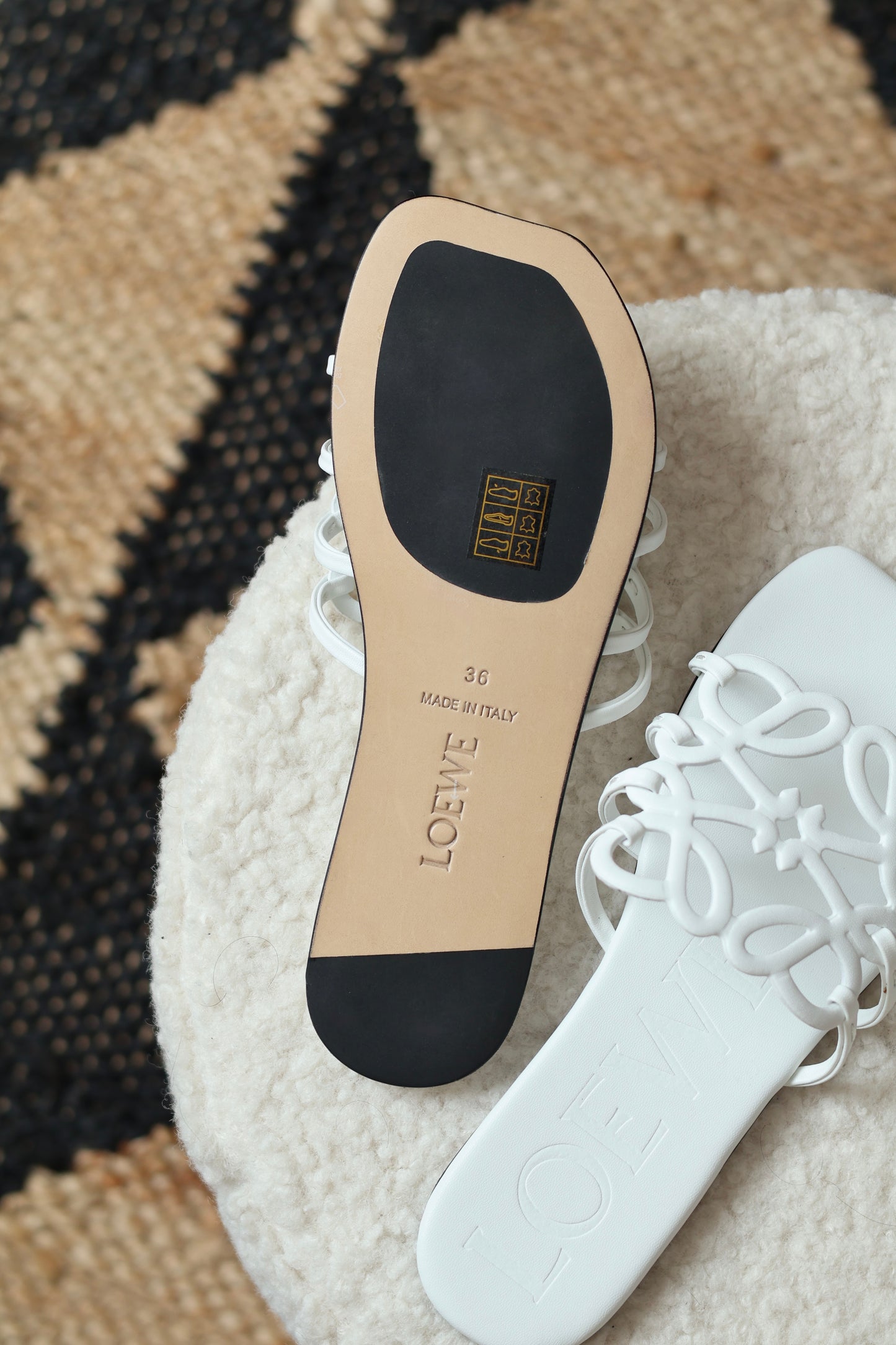 Petal Anagram leather slides