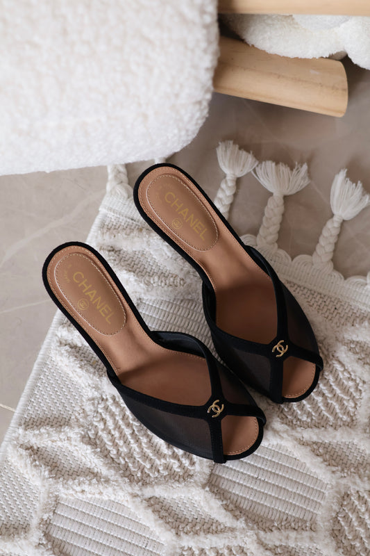 Mesh Peep toe heels