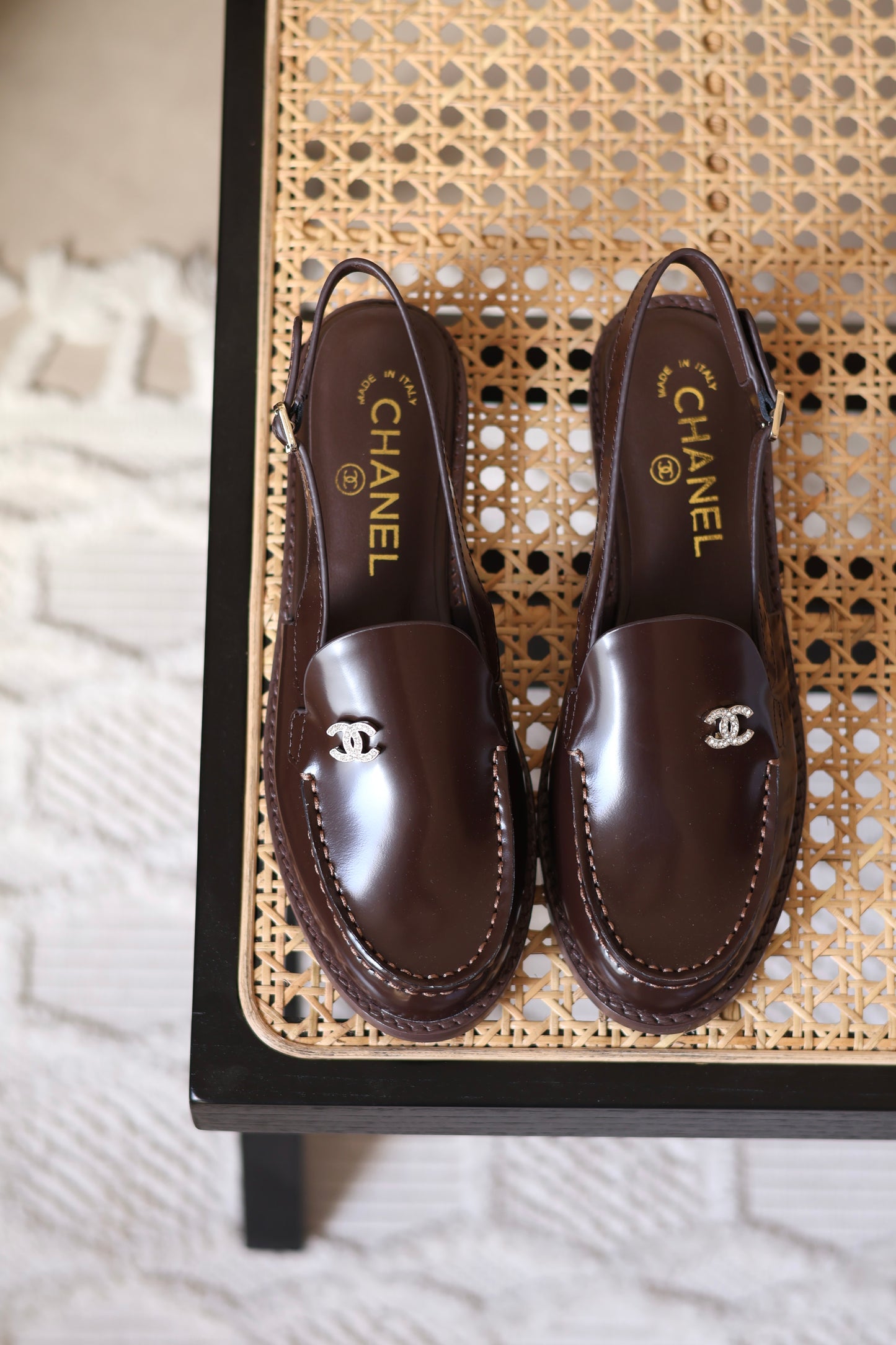 Calfskin Crystal Slingback Loafers