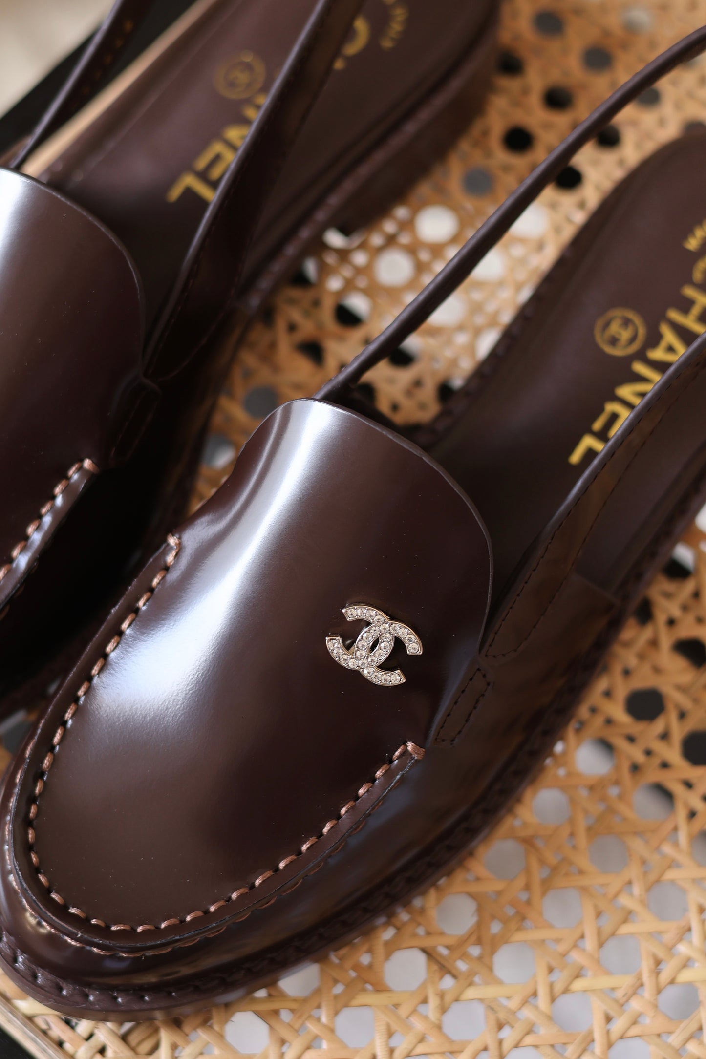 Calfskin Crystal Slingback Loafers