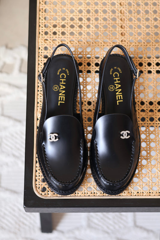 Calfskin Crystal Slingback Loafers