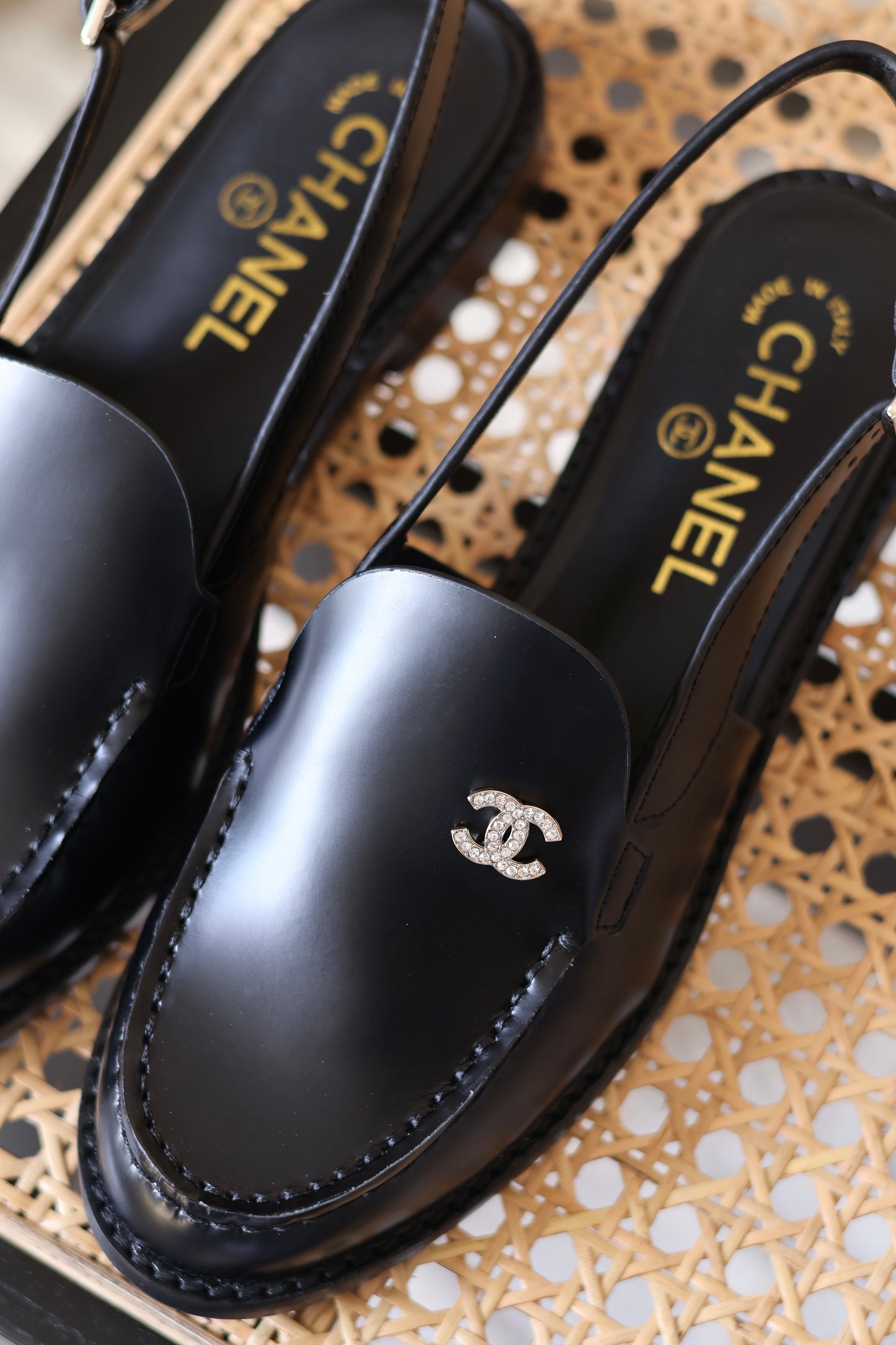 Calfskin Crystal Slingback Loafers