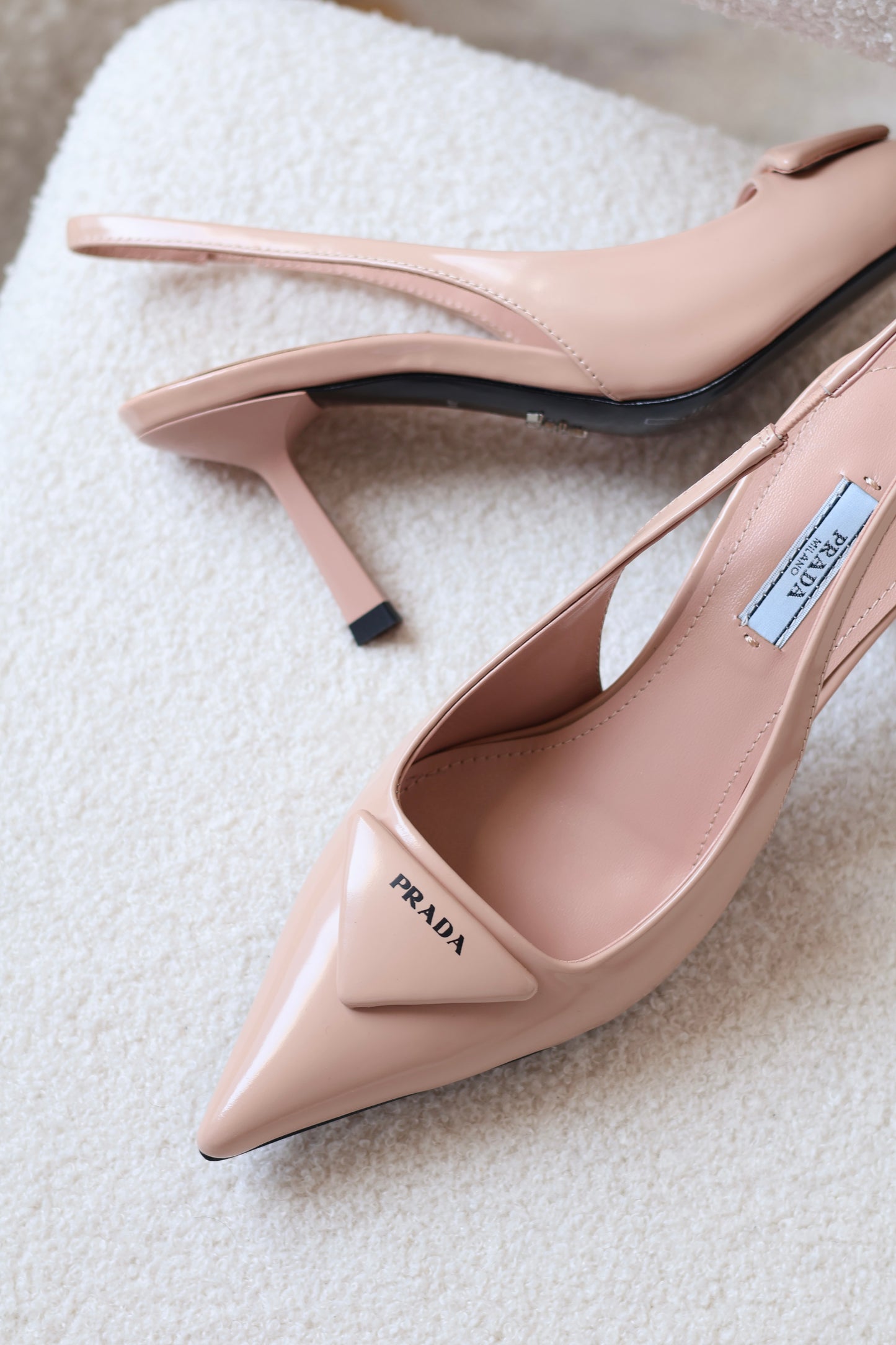 Brushed leather slingback pumps