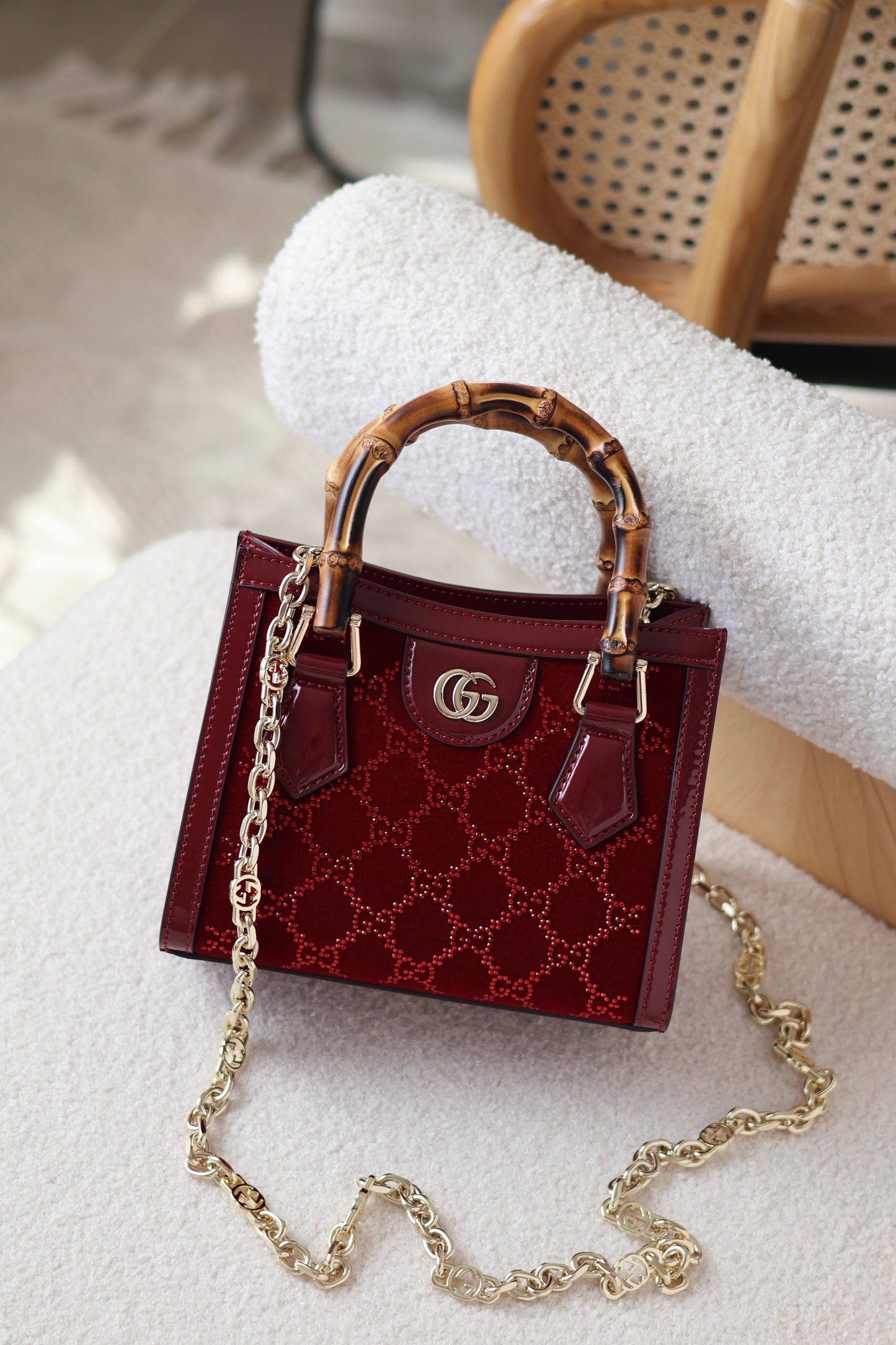 Gucci Diana crystals small tote bag