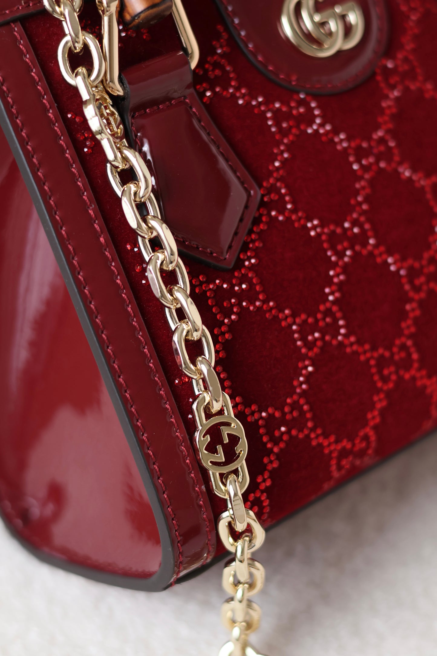 Gucci Diana crystals small tote bag