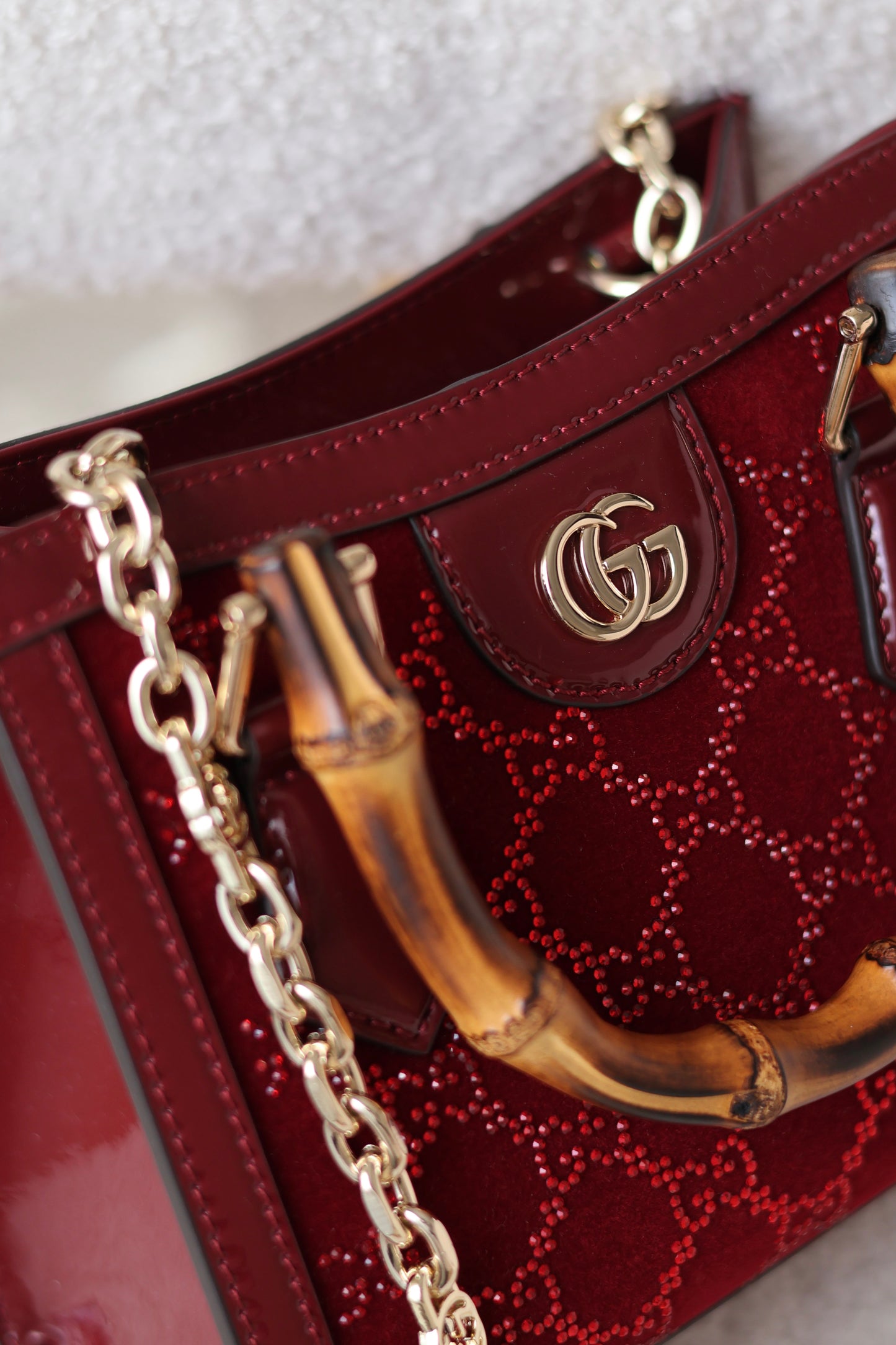 Gucci Diana crystals small tote bag