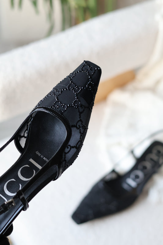 Women's GG crystal slingback pump